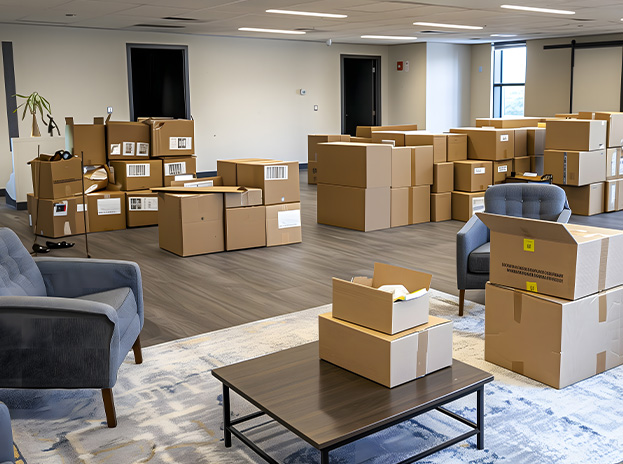 white moving truck with Gilbert and Holle branding parked in a green area featuring a large cargo box ideal for relocation services and moving needs